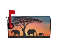 ZERAOKE Housse magnétique personnalisée pour boîte aux lettres (éléphant d'Afrique) - Grande taille - 64,8 x 53,3 cm - Pour décoration de jardin, cour, extérieur, maison