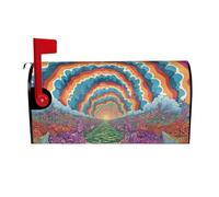 ZERAOKE Housse magnétique pour boîte aux lettres motif champignon abstrait, mandala coloré, grande taille 64,8 x 53,3 cm, pour décoration de jardin, cour, décoration extérieure