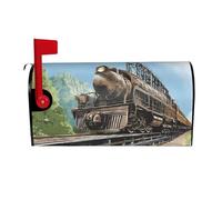 ZERAOKE Housses magnétiques personnalisées pour boîte aux lettres (train à vapeur) - Grande taille - 64,8 x 53,3 cm - Pour décoration de jardin, cour et extérieur