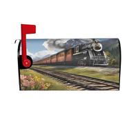 ZERAOKE Housses magnétiques personnalisées pour boîte aux lettres (train de locomotive à vapeur) (taille standard 45,7 x 53,3 cm) pour décoration de jardin, cour, extérieur, maison