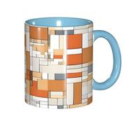 ZERAOKE Mid Century Modern Tasse à café en céramique 325 ml Design classique avec bord lisse bleu ciel, passe au micro-ondes pour la maison, le bureau et le café/lave-vaisselle