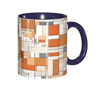 ZERAOKE Tasse à café en céramique (Mid Century Modern) 325 ml Design classique avec bord lisse bleu marine, passe au micro-ondes pour la maison, le bureau et le café/lave-vaisselle