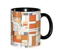 ZERAOKE Tasse à café en céramique (Mid Century Modern) 325 ml Design classique avec bord noir lisse, passe au micro-ondes pour la maison, le bureau et le café/lave-vaisselle