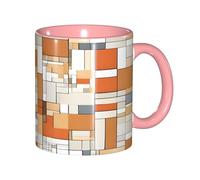 ZERAOKE Tasse à café en céramique (Mid Century Modern) 325 ml Design classique avec bord rose lisse, passe au micro-ondes pour la maison, le bureau et le café/lave-vaisselle