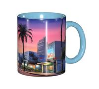 ZERAOKE The Old Hollywood Tasse à café en céramique 325 ml Design classique avec bord lisse bleu ciel, passe au micro-ondes pour la maison, le bureau et le café/lave-vaisselle