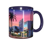 ZERAOKE The Old Hollywood Tasse à café en céramique 325 ml Design classique avec bord lisse bleu marine Passe au micro-ondes pour la maison, le bureau et le café/lave-vaisselle