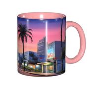 ZERAOKE The Old Hollywood Tasse à café en céramique 325 ml Design classique avec bord rose lisse, passe au micro-ondes pour la maison, le bureau et le café/lave-vaisselle