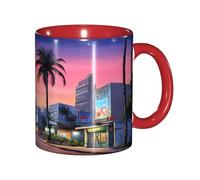 ZERAOKE The Old Hollywood Tasse à café en céramique 325 ml Design classique avec bord rouge lisse Passe au micro-ondes pour la maison, le bureau et le café/lave-vaisselle