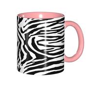 ZERAOKE (Zebra Prints) Tasse à café en céramique 325 ml Design classique avec bord rose lisse, passe au micro-ondes pour la maison, le bureau et le café/lave-vaisselle