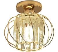 ZERAPH Nordic Factory Mini plafonnier en Cristal Antique Solide avec Cage en métal Industriel - Plafonnier Semi-encastré pour Couloir, Salon, Salle de Bain, entrée, Cuisine, Porche