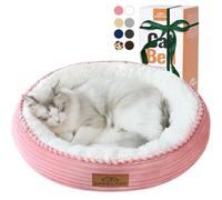 Zerbuger Lit Lavable pour Chat d'intérieur - Lit Rond en Forme de Donut pour Chat, Petit Chien, Chiot, Chaton - Fond antidérapant - Cadeau apaisant - Rose