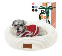 Zerbuger Lit rond lavable en forme de beignet pour petit chien, 58,4 cm, couleur crème, pour chats et animaux domestiques, fond antidérapant, idéal pour intérieur/extérieur/voiture/cage