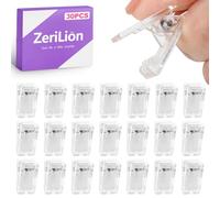 ZeriLion Lot de 30 clips muraux adhésifs transparents - Crochets en bandes Command - Petits crochets autocollants pour accrocher des photos, affiches, tapisseries - Cintres muraux sans dommages