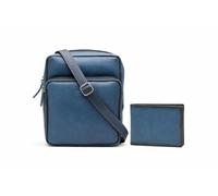 Zerimar Ensemble sac bandoulière et portefeuille en cuir véritable - design élégant et professionnel pour un usage quotidien - Derniers exemplaires disponibles - 24x20x6 cm - 9,5 x 13 cm Bleu