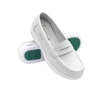 Zerimar Mocassins en Cuir pour Femmes avec Masque | Chaussures Confortables avec Chambre à air et Talon de 3,5 cm | Couleur Blanc | Taille 40