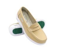 Zerimar Mocassins en Cuir pour Femmes avec Masque | Chaussures Confortables avec Chambre à air et Talon de 3,5 cm | Couleur Taupe | Taille 37