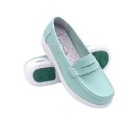 Zerimar Mocassins en Cuir pour Femmes avec Masque | Chaussures Confortables avec Chambre à air et Talon de 3,5 cm | Couleur Bleu Ciel | Taille 40