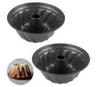 Zeripikfoasp 2 pièce Moule a Kouglof 24 cm, Moule à Kougelhopf en Acier au Carbone Moule à Brioche avec Revêtement Anti-adhésif, Moule à Gâteau Gris pour Gâteau, Grande Gelée, Pain, Pâtisserie