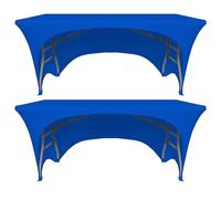 ZeriTlolen 2 paquets de 1,83 m de nappe élastique ajustée pour tables rectangulaires avec dos ouvert, nappe élastique rectangulaire lavable pour table pliante bleue pour banquet, mariage