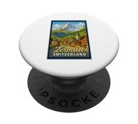 Zermatt Poster Village de ski vintage Suisse Art Graphic PopSockets PopGrip Adhésif