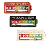 Zernblend Ma Broche Hebdomadaire de Batterie Sociale : 3 Broches d'Humeur, 7 Jours d'Énergie, Épingles Amusantes et Créatives, Multicolore, L