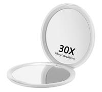 Zernblend Miroir de Poche Compact avec Grossissement 1X/30X, Idéal pour Les Déplacements, Miroir Grossissant 30X, Miroir de Voyage, Miroir Cosmétique (Blanc)