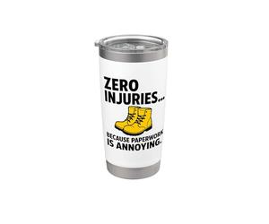 Zéro blessure, utilisez votre EPI | Cadeau de campagne de sensibilisation à la sécurité Gobelet isotherme en acier inoxydable double paroi