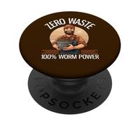 Zéro déchet, 100% Worm Power Funny Worm Farming PopSockets PopGrip Adhésif
