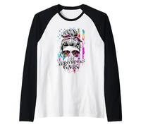 Zero Fucks Given Crâne Femme Drapeau Squelette Arc-en-ciel Manche Raglan