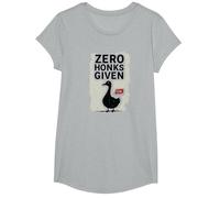 Zero Honks Given Serious Goose Sassy Attitude Humour T-Shirt, Fille, Gris Chiné, XS