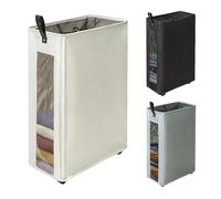 ZERO JET LAG Panier à linge fin de 63,5 cm - Grand panier à linge roulant - Panier de rangement à roulettes - Grand panier d'angle - Fenêtre transparente visible - Panier à linge sale - (Beige) -