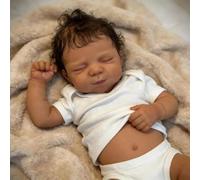 Zero Pam Bebe Reborn Fille 45CM Bebe Reborn Réaliste Poupee Reborn Fille Poupon Noir Africaine Dormir comme Un Vrai Bébé Jouets pour Filles avec Accessoires