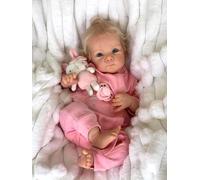 Zero Pam Bebe Reborn Fille Ouvrir Yeux, 45CM Bébé Réborn Réaliste, Bebe Reborn Qui Ressemble A des Vrais Poupée,Poupée Tissu Doux Corps avec Accessoires