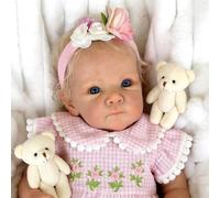 Zero Pam Bebe Reborn Fille Ouvrir Yeux, 45CM Bébé Reborn Réaliste, Poupee Silicone Nouveau-né Réaliste Fille, Poupée Étanche Bebe Silicone Qui Ressemble À Un Vrai Bébé pour 3 Enfants