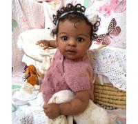 Zero Pam Bebe Reborn Fille Silicone Plein Corps 48cm Poupee Bebe Reborn Réaliste Poupon Noir Africaine comme Un Vrai Bébé Jouets pour Filles avec Accessoires