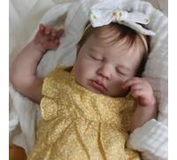 Zero Pam Bebe Reborn Fille Silicone Plein Corps, 50CM Silicone Vinyle Poupées Corps Entier avec Cheveux, Yeux Fermés Poupée Faite À La Main, Poupée Nouveau-né Anatomiquement Correcte avec Accessoires