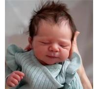 Zero Pam Bebe Reborn Fille Yeux Fermés, 48 CM Bébé Reborn Réaliste Fille, Bebes Silicone Poupee Nouveau-né avec Cheveux, Poupée Reborns Réaliste, Poupon Bebe pour 3 Enfants