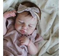 Zero Pam Bebe Reborn Fille Yeux fermés, 50CM Bebe Reborn Silicone Réaliste, Poupée Nouveau-né Réaliste, Poupee Doux et Lavable Anatomically Correct des Accessoires