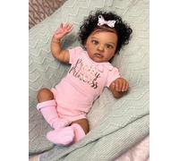 Zero Pam Bebe Reborn Noir Fille avec Corps en Tissu Souple, Poupon 50 CM Réaliste Qui Ressemble À Une Vraie Poupée Bébé Noir Cheveux Doux Et Enracinés Poupée Bébé Vie Réelle
