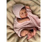 Zero Pam Bebe Reborn Noir Fille Yeux Fermés, 48CM Poupee Bebe Reborn Realiste, Silicone Poupee Reborn Fille, Silicone Poupee Reborn Realiste Corps en Tissu Doux pour 3+ Enfants avec Accessoires