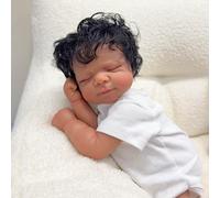 Zero pam Black Reborn - Poupée Reborn réaliste de 45,7 cm, pour nouveau-né, avec cheveux enracinés, corps en tissu doux avec accessoires, noir