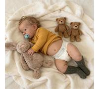 Zero Pam Poupée Reborn Garcon Yeux Fermés, 50CM Silicone Plein Corps Réaliste Nouveau-né Poupee avec Cheveux, Endormi comme Un Vrai Bébé avec Accessoires