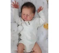 Zero pam Reborn Baby Poupées de nouveau-né endormies en silicone pour fille, 45 cm, réalistes comme du silicone véritable, avec cheveux attachés