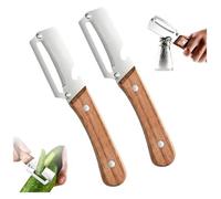 Zero Snag - Ustensile de cuisine en bois, éplucheur de légumes multifonction pour cuisine, outil de cuisine 2 en 1 en acier inoxydable, pour fruits et légumes, comprend un décapsuleur (2 pièces)