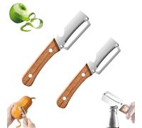 Zero Snag Wooden Kitchen Tool, 2026 Upgrade 2-In-1 Multifunctional Vegetable Peeler For Kitchen,Wooden Handle Peeler With Bottle Opener, For Fruit Apple Potato Pumpkin Papaya (2pcs)