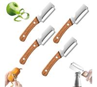 Zero Snag Wooden Kitchen Tool, 2026 Upgrade 2-In-1 Multifunctional Vegetable Peeler For Kitchen,Wooden Handle Peeler With Bottle Opener, For Fruit Apple Potato Pumpkin Papaya (4pcs)