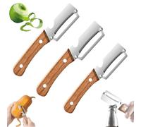 Zero Snag Wooden Kitchen Tool, 2026 Upgrade 2-In-1 Multifunctional Vegetable Peeler For Kitchen,Wooden Handle Peeler With Bottle Opener, For Fruit Apple Potato Pumpkin Papaya (3pcs)