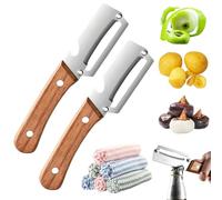 Zero Snag Wooden Kitchen Tool, Multifunctional Vegetable Peeler, Stainless Steel Sharp Blades with Bottle Opener, Non-Slip Fruit Peeler for Kitchen Camping (2pcs)