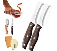 Zero-Snag Wooden Kitchen Tool - The Ultimate Kitchen Peeler with Wooden Handle, Stainless Steel & Ergonomic Non-Slip Grip, Built-in Bottle Opener, for Fruit, Potato, Pumpkin & Papaya (2PCS-2)