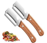 Zero Snag Wooden Peeler, 2 in 1 Multi Functional Vegetable Peeler with Bottle Opener and Wooden Handle, for Potato Fruit Pineapple Pumpkin Papaya Carrot Veggie Peeler (2PCS)